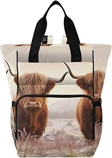 xigua Highland Cattle Diaper Bag Backpack Multi Function Baby Changing Bags Waterproof Large Capacity Travel Back Pack for Mom Dad