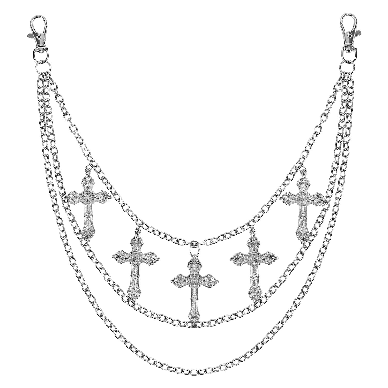 Punk Wallet Chain, Gothic Cross Layered Jeans Accessory, Hip Hop Rock Pants Chain for Men & Women