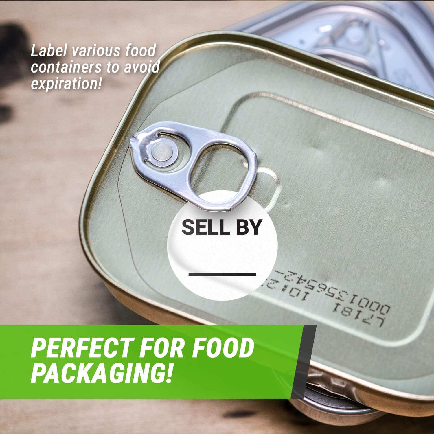 Sell By/Expiration Food Date Labels (1.5 inch, Round - 600 Labels) Sell by Date Stickers for Food Service, Food Rotation, Best Before Prep Sticker with Writable Blank Space