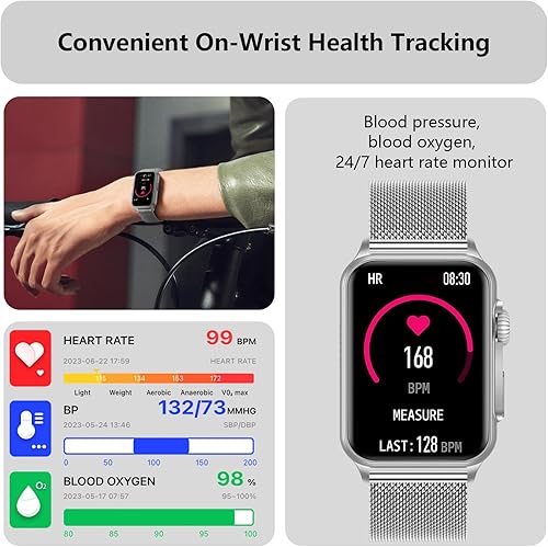 Miniatura 3 de Rastreador de actividad física para responderhacer llamadas, reloj inteligente con presión arterial, oxígeno en sangre, monitor de frecuencia