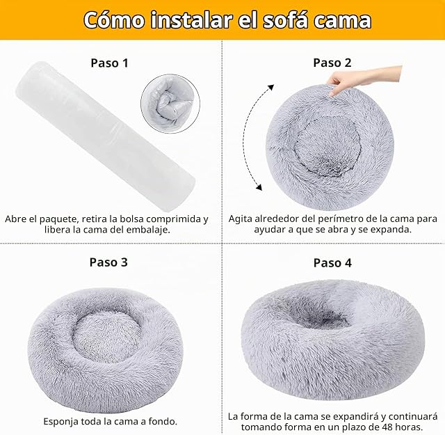 Foto 6 de 8 de TOHDNC Cama Redonda para Gatos 50cm