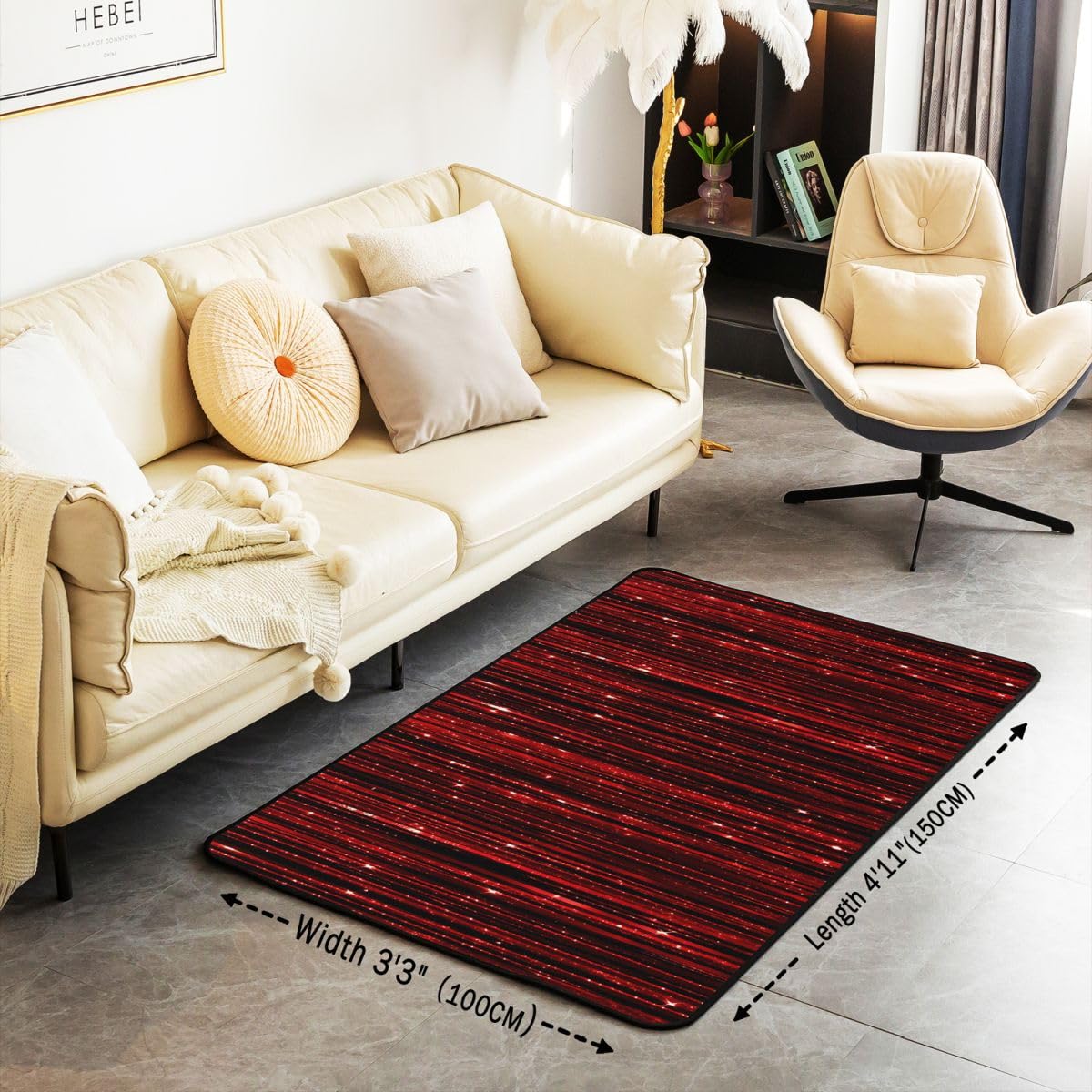 Loussiesd Czerwony dywan w paski ombre 150 x 200 cm