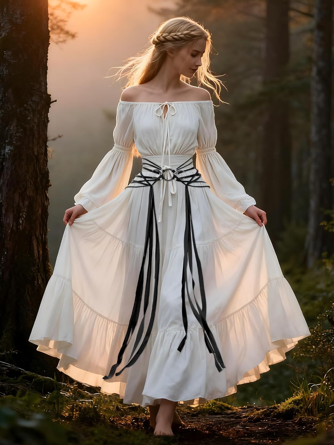 Zeyune Viking Cross Rope Belt, Medieval Extra Long Belt Costume Renaissance Accessory for Women Norse Witch Shaman Pagan - Image 3