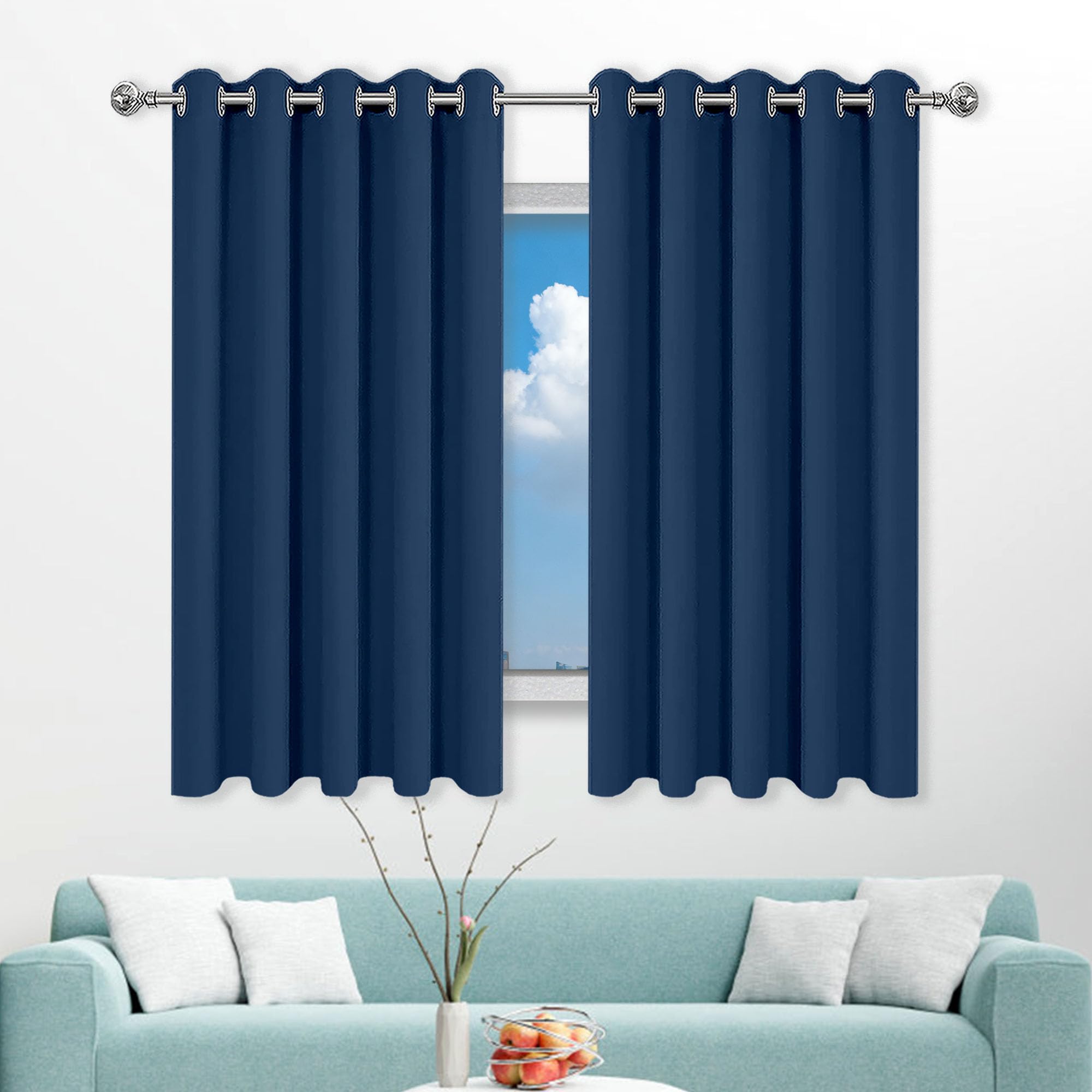 Rideau occultant haut de gamme 150x230 cm bleu foncé au toucher velouté