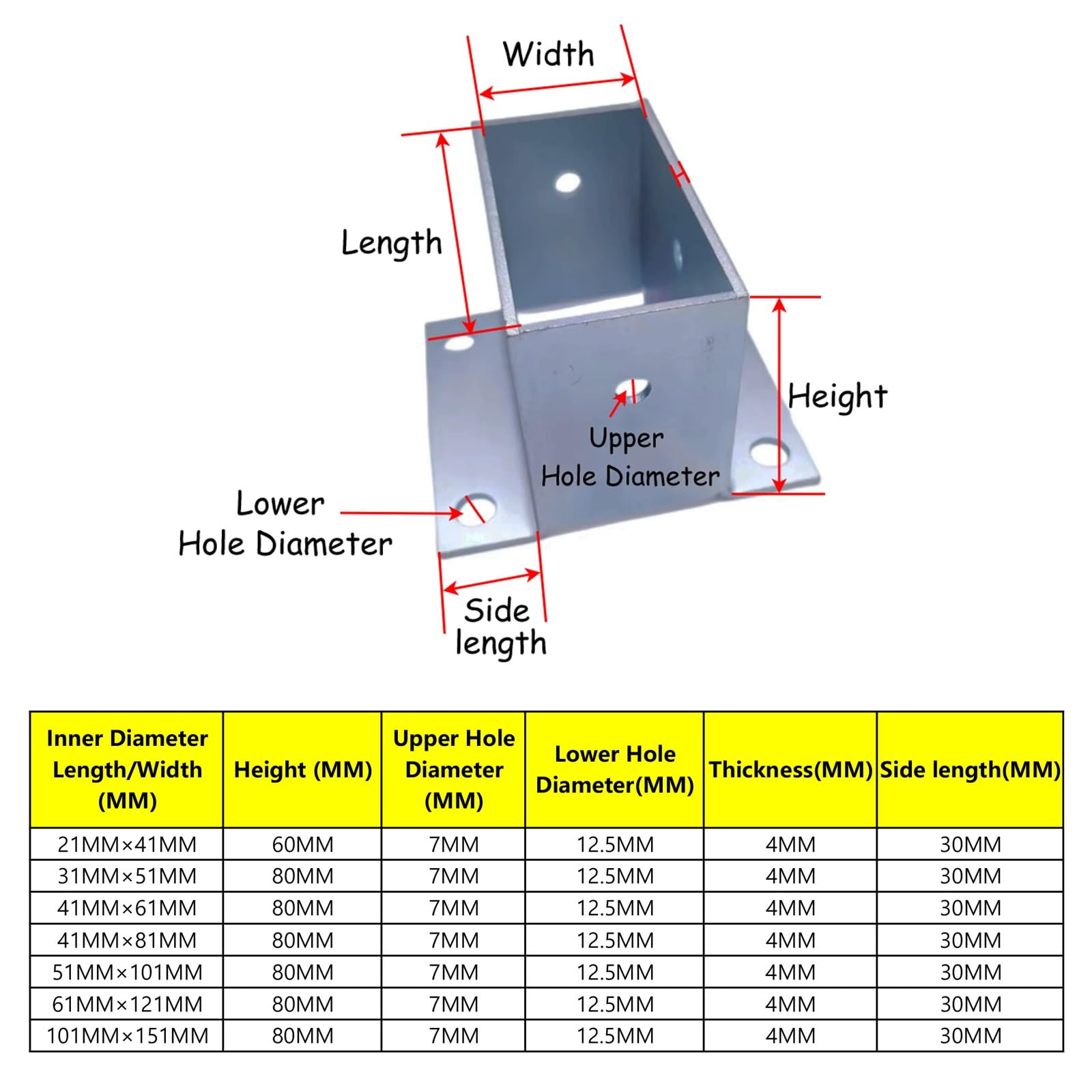 VINGO 8x Ancoraggi H Supporto Palo 81x600mm Piede Palo H Ancoraggio Staffa Palo Ancoraggio Palo 85743193 - Foto 12