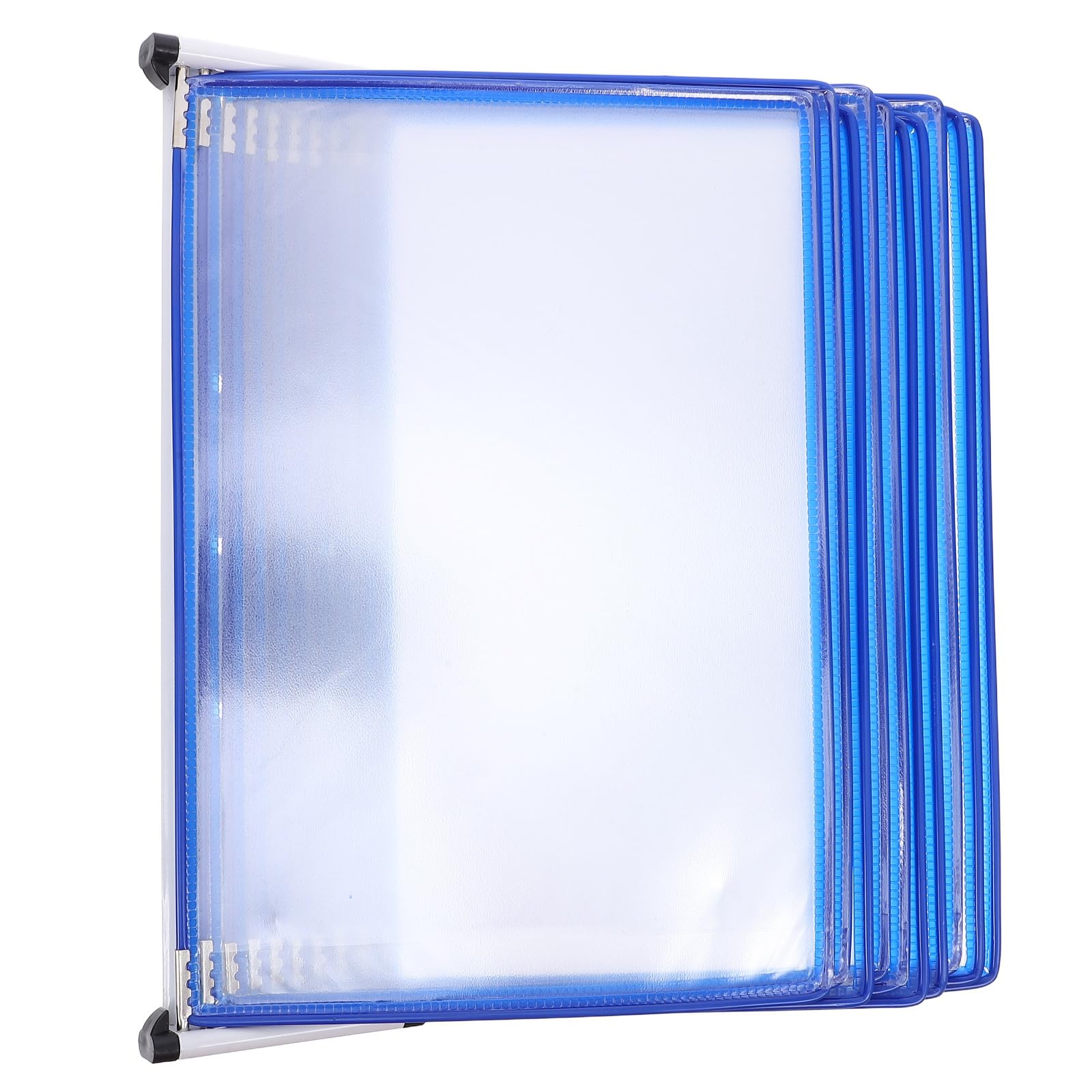 Wand Aktenorganizer A4 Hängend mit 10 Transparenten Fächern PVC Eisenrahmen Blaue Wandablage für Büro Schule Klinik