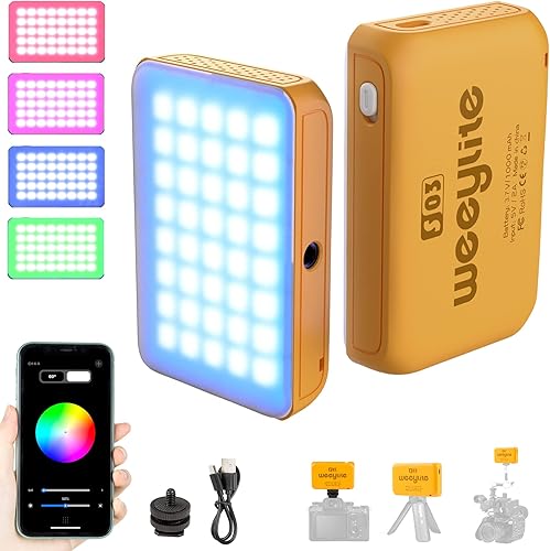 Miniatura 8 de Weeylite Luz de video RGB S03, control de aplicación, luz LED para cámara de 360, luz RGB a todo color, iluminación de fotografía regulable