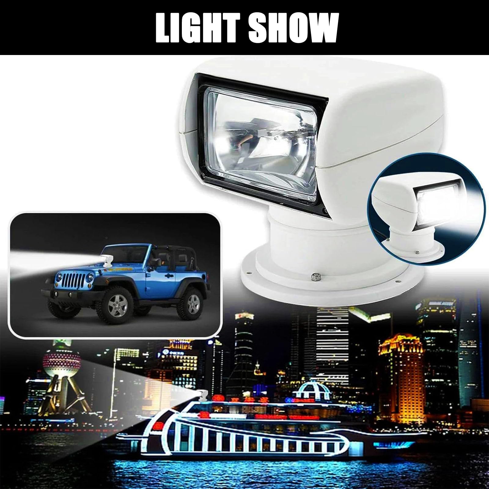 Spotlight Marino Impermeabile da 12 V/24v 100w - Ruota A 360 ° Ruota Ruota Luce per Barche, Camion, ATV, Pesca E Caccia 24V