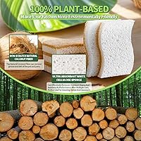 Vista 3 de Esponjas de Cocina Naturales para Platos Esponja de Platos a Base de Plantas Biodegradable Compostable de Celulosa con Estropajo de Coco Esponja