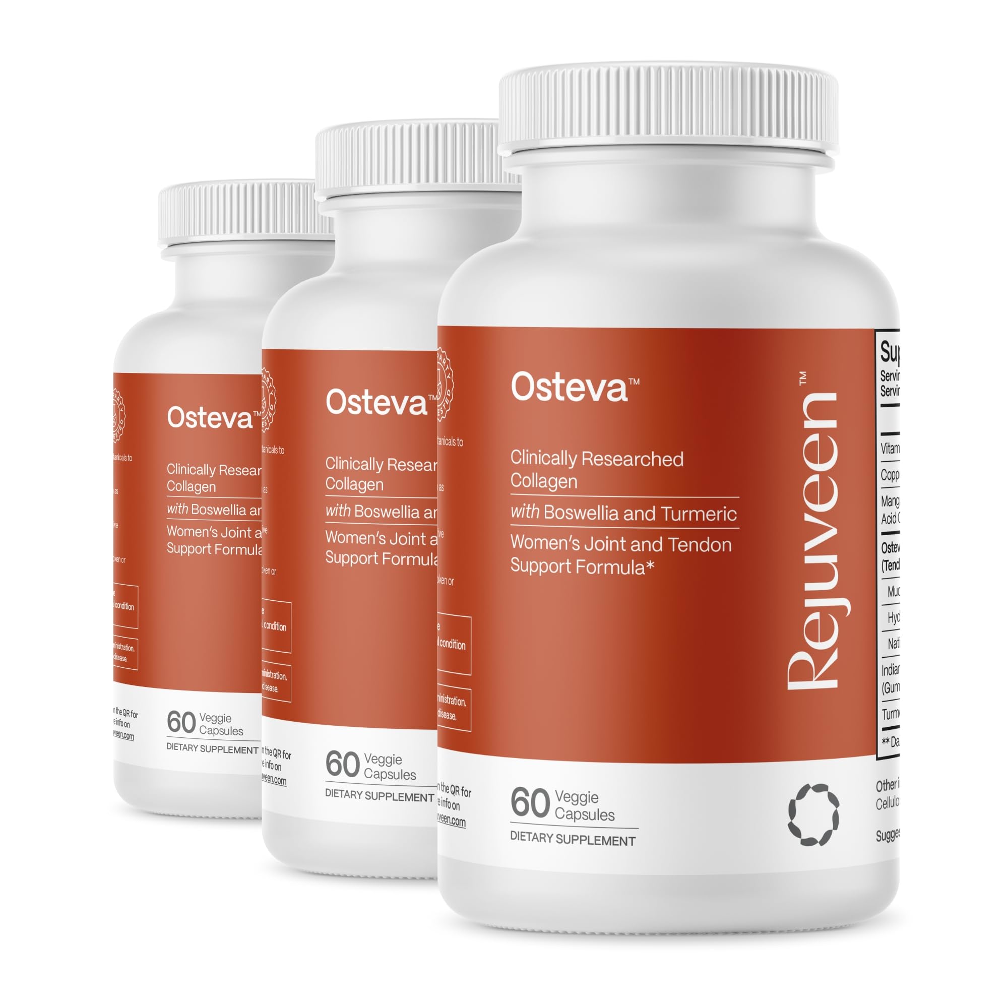 Osteva Joint Support Supplement for Women | High Potency Collagen, Turmeric, Boswellia | for Flexible Cartilage & Tendons, Resilient Knees & Hip, Improved Mobility | Non-GMO, 60 Ct (3 Pack) 60 Count (Pack of 3)