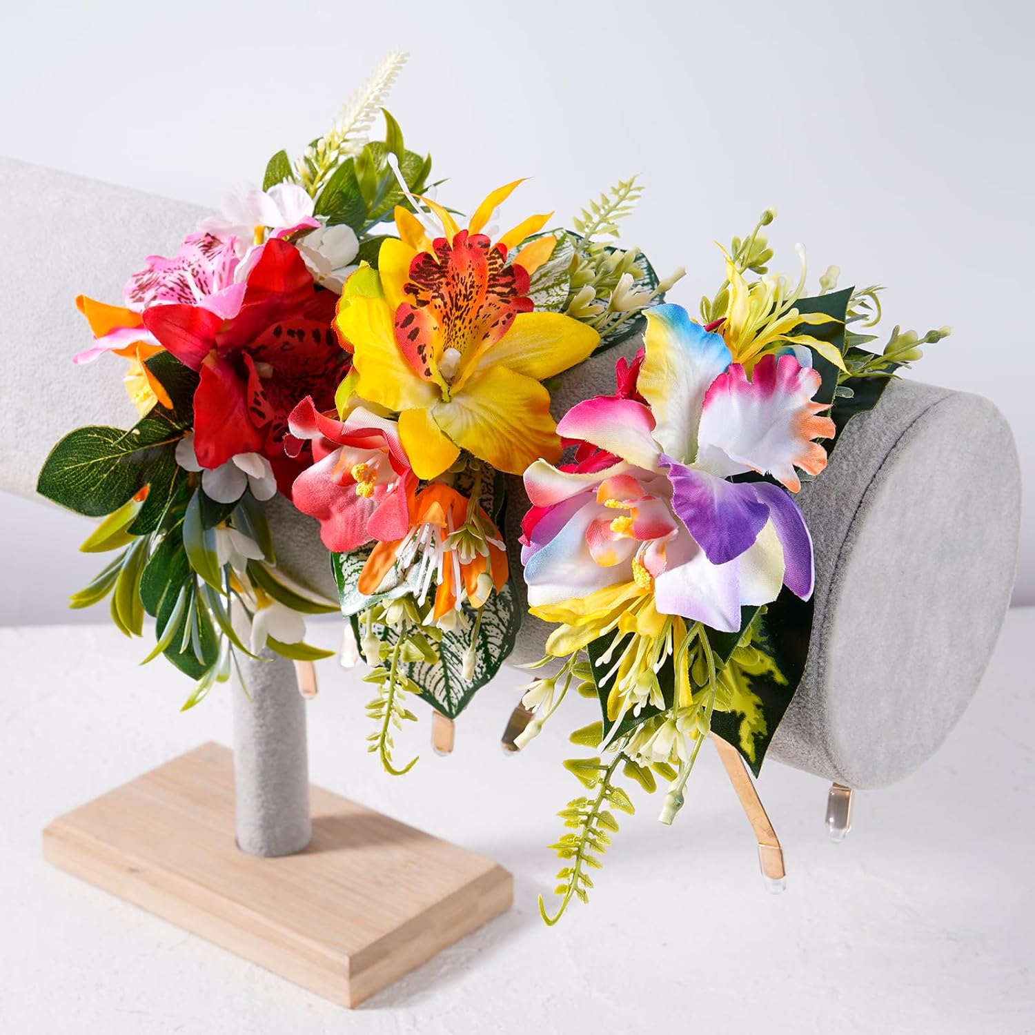 Hawaiian Flower Crown Headbands - Tropical Hawaii Orchid Floral Headpiec Hawaiian Floral Hair Accessories for Summer Beach Pool Hula Dance Party Decor Hawaii Leis Theme Celebrations Supplies - Image 8