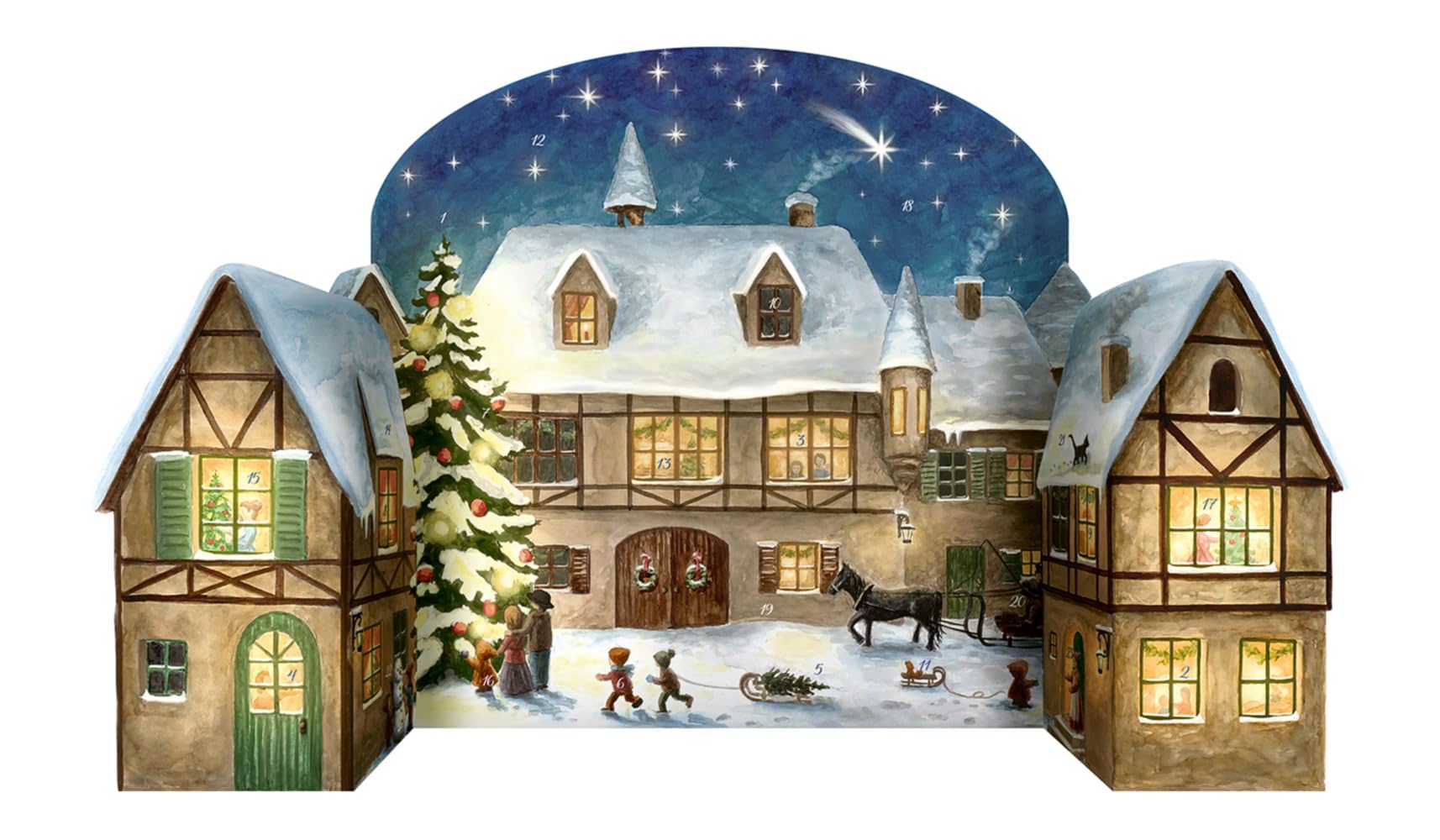 Korsch Verlag Adventskalender "Weihnachtsabend Im Dorf"