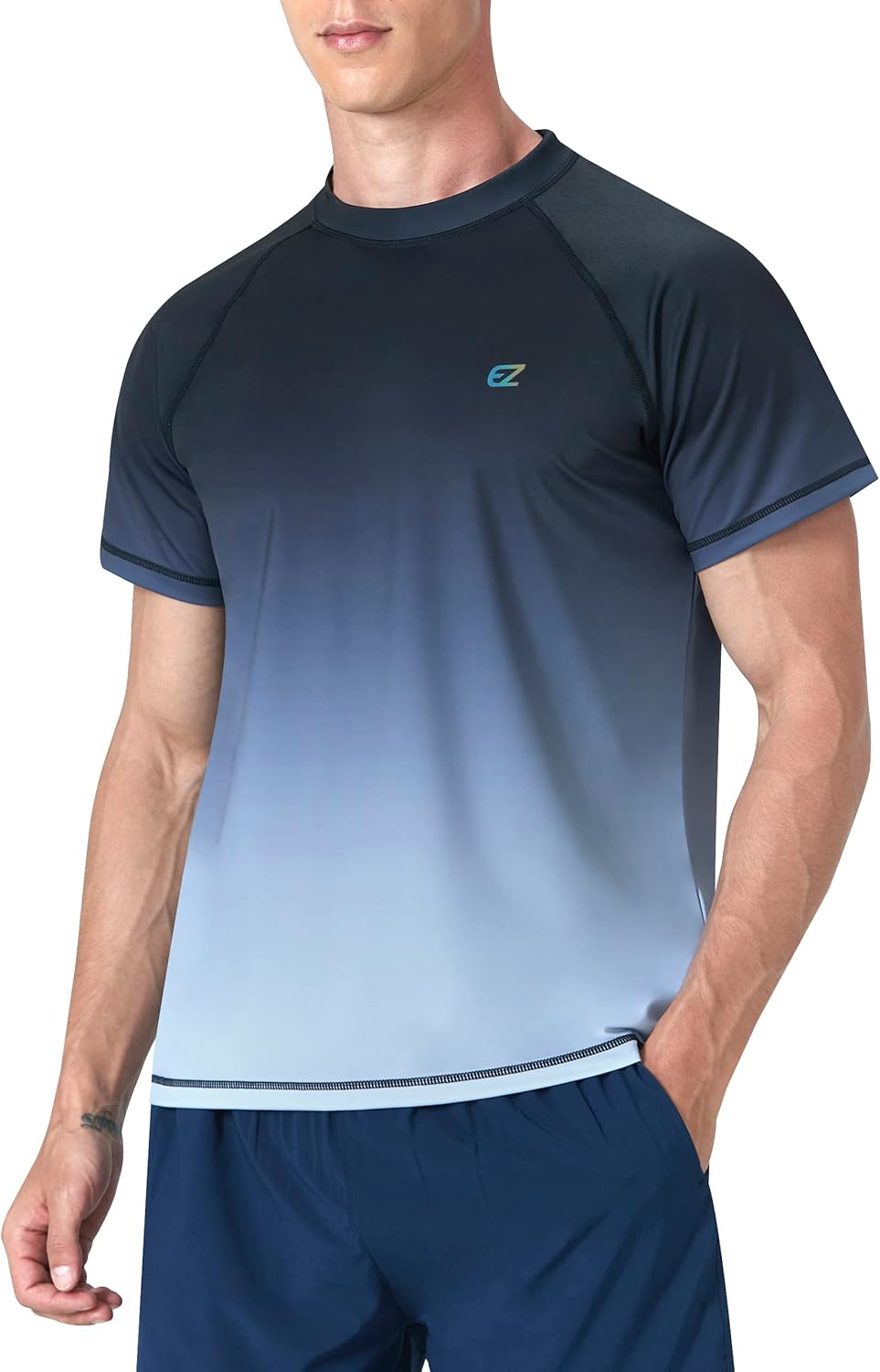 Camisetas de natación para hombre, manga corta, protección solar UPF 50+, protección solar UV, secado rápido, natación, pesca, agua, playa, camisetas