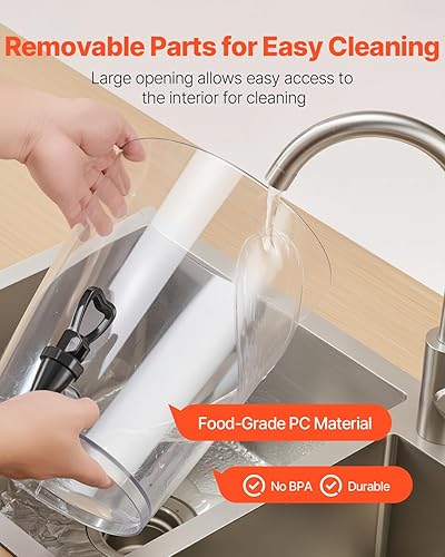 Miniatura 6 de VEVOR Dispensador de bebidas, dispensador de bebidas de 2.1 galones para fiestas, dispensador de jugo de acero inoxidable + plástico con cámara de