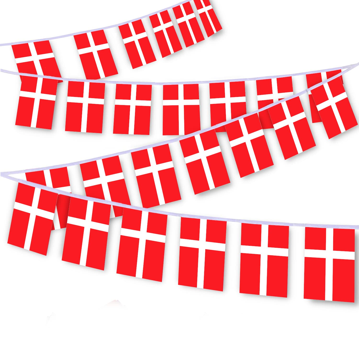 30 PCS Danmark Flag String,32 FT Danish Bunting,Decoration Banner for Outdoor Indoor Patio Yard Decor — image 1