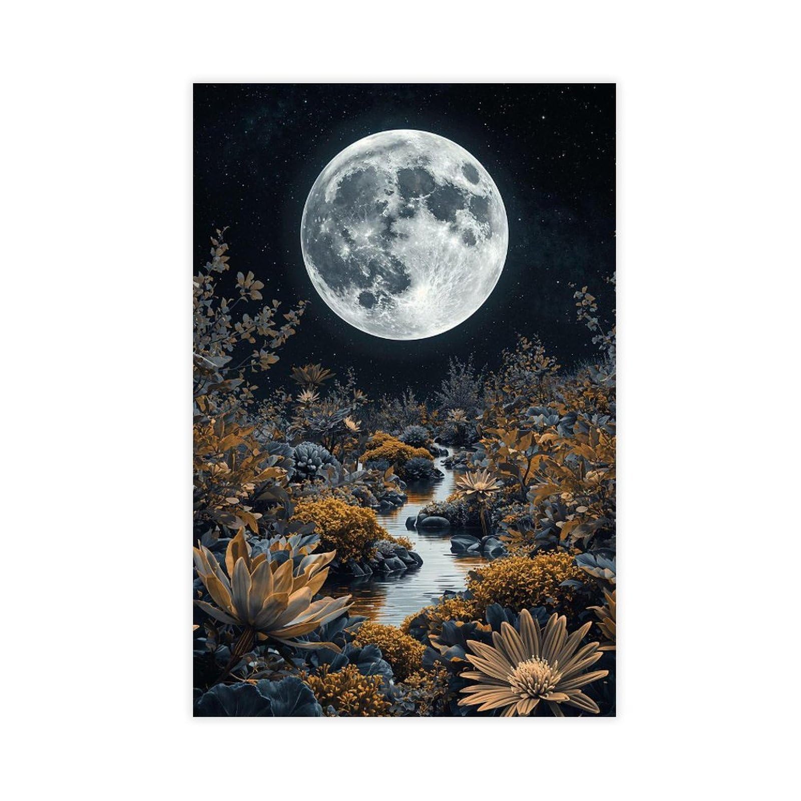 WRTYVE Lunar Reflections Poster Canvas Poster for Dorm Room Decor Gift