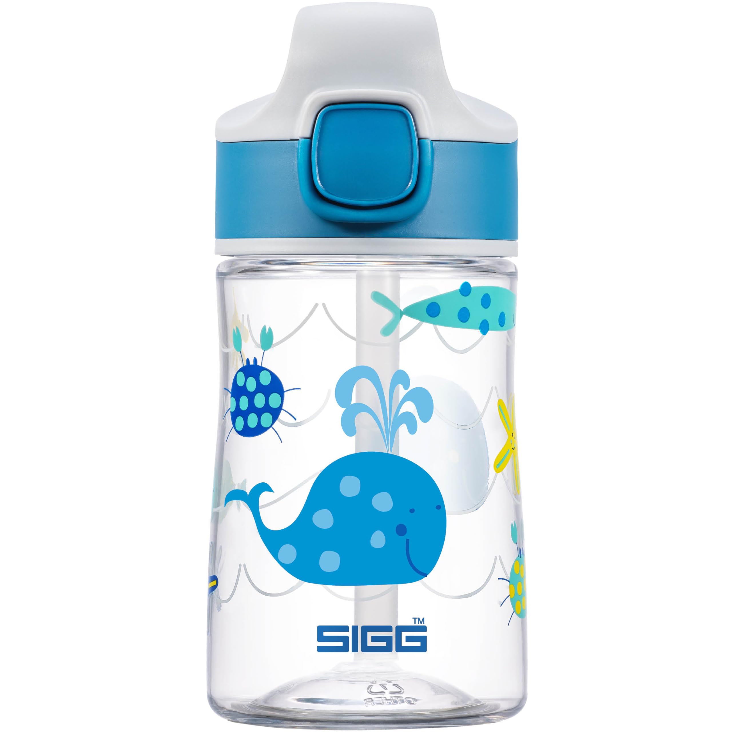 SIGG Miracle Ocean Friend Kids Drinks Bottle (0.35 L), Tritan Kids Water Bottle with Leak-Proof Lid, One Hand Children's Drink Bottle with Straw
