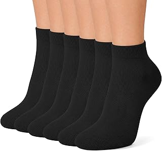 NIASOUL Women's Cotton Ankle Socks, 6 Pairs, Lightweight Low Cut | rich cotton blend; thin breathable knit; smooth toe seam; stay-put cuff; fits sneakers and casual shoes; sizes 5–9 & 9–11