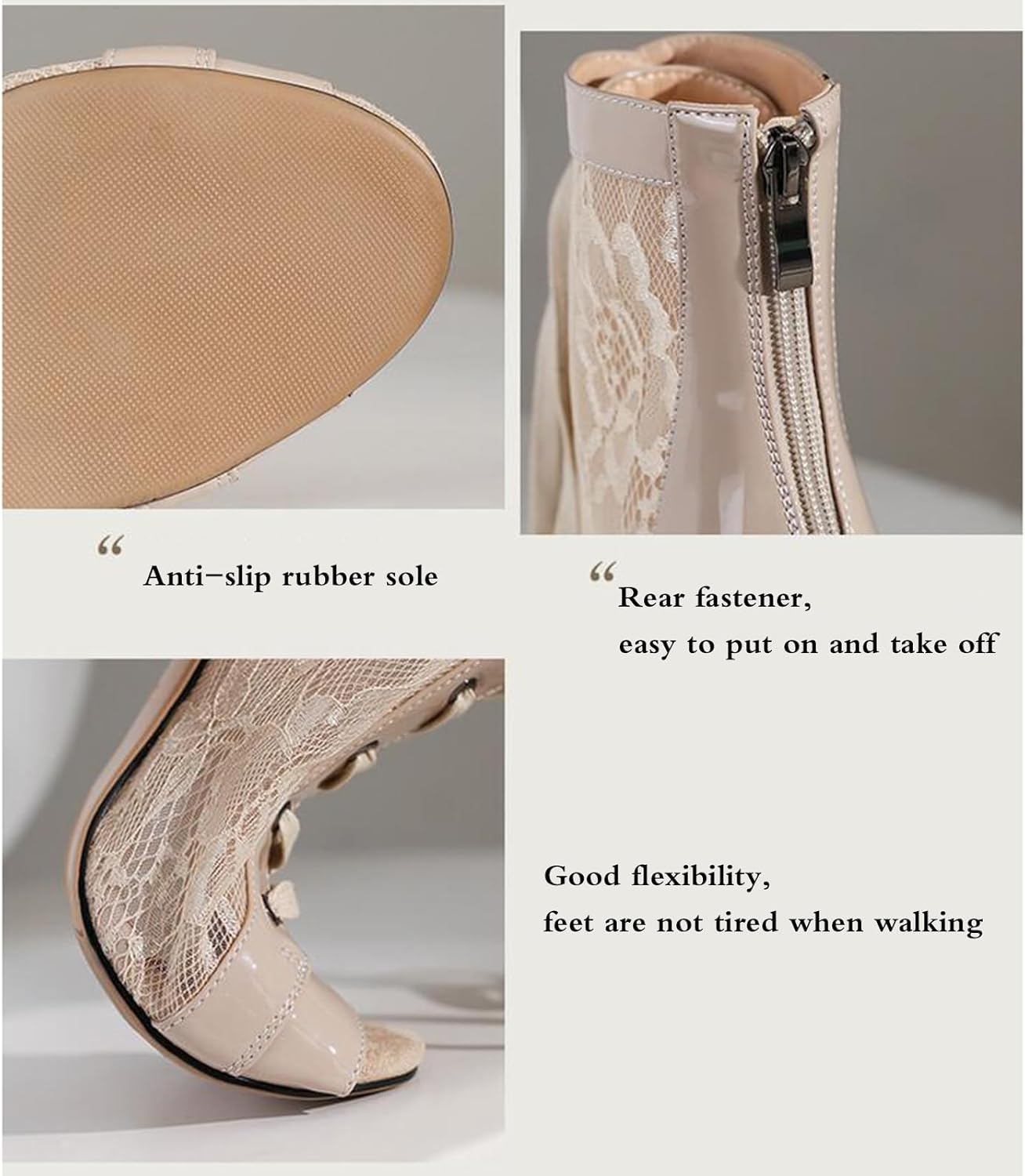 [Glosane] 女性ラテンダンスブーツ、社交ダンスブーツ、ハイヒールオープントゥラテンダンスブーツ、女性用ネットヤーンダンスヒー