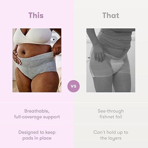 Miniatura 6 de Frida Mom Ropa interior posparto para mujer para recuperación de cesárea, cintura alta desechable, sin costuras con soporte elástico, esenciales