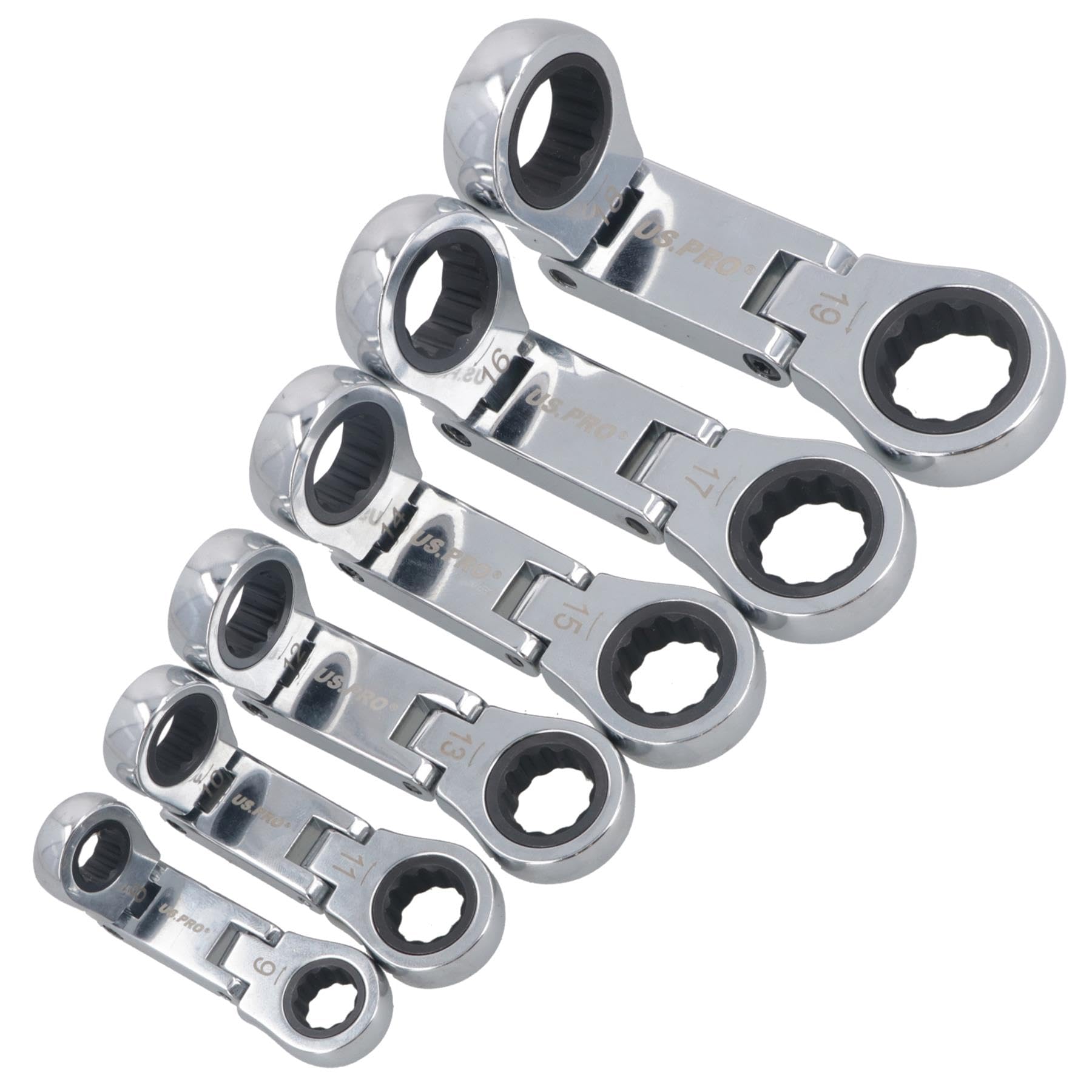 AB Tools Zestaw kluczy metrycznych z podwójną głowicą Flexi 8 - 19 mm 6 szt. 72 zęby