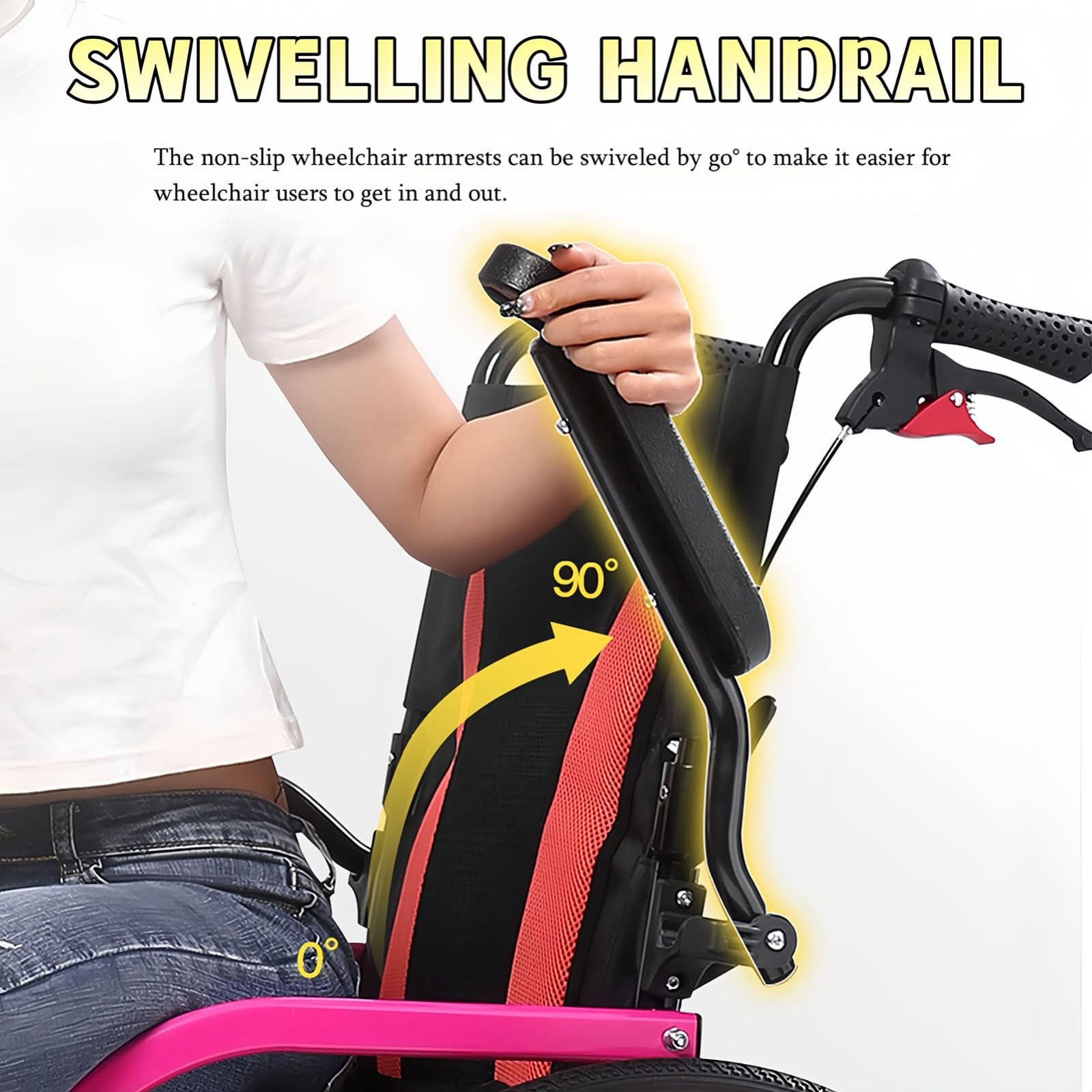 Silla de Ruedas Silla de Ruedas Activa de Aluminio Ligera y Plegable, Silla de Ruedas de Viaje Ultraligera, reposabrazos giratorios, 11 kg, para el hogar y de Viaje A