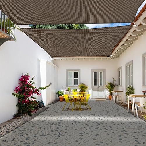 Toldo parasol rectangular de 20 x 20 pies para patio, patio trasero, tela permeable para césped, jardín, actividades al aire libre, color marrón