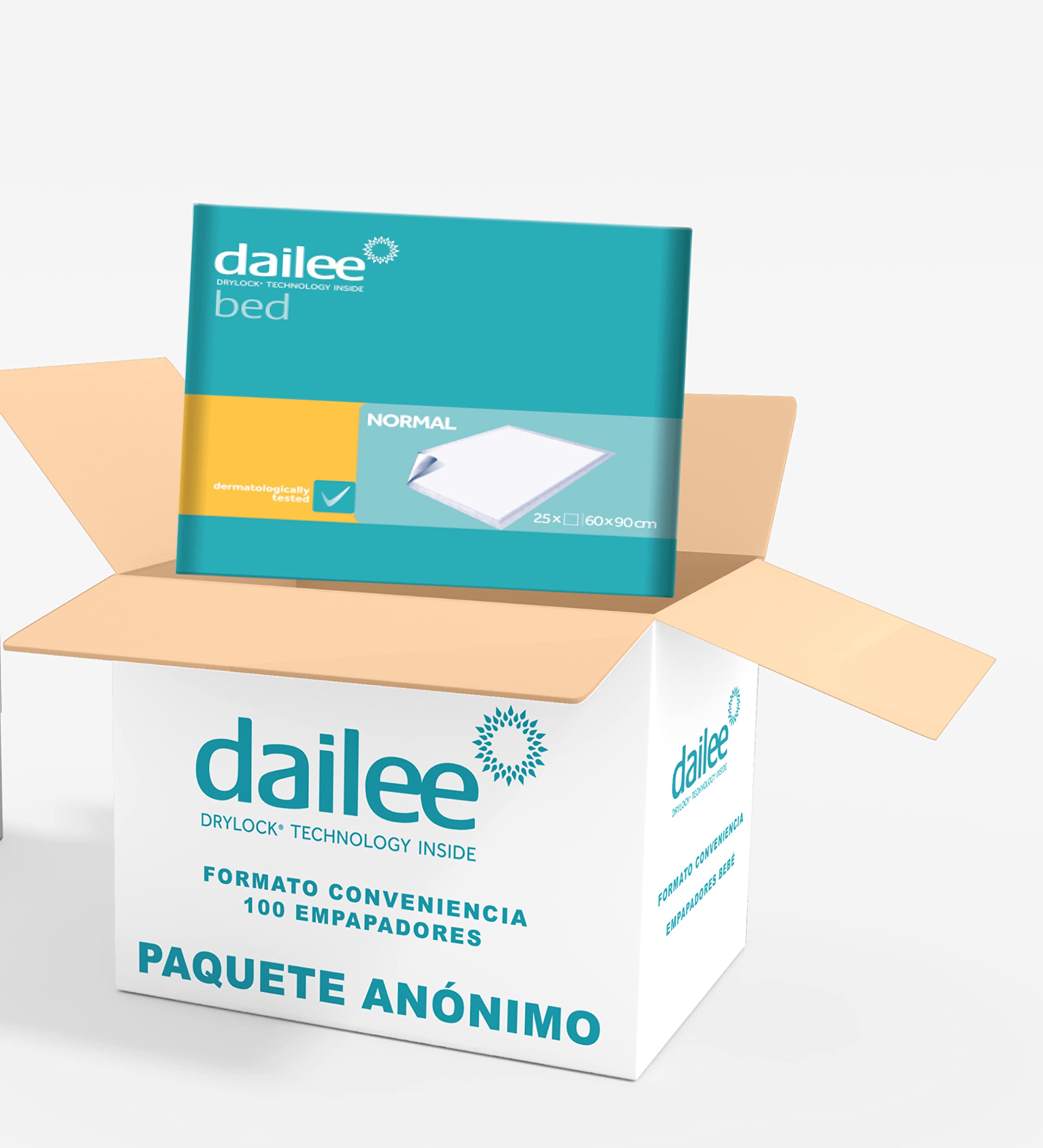 Dailee Bed 60x90 - 100x Empapadores Cama Ancianos - Protector Cama Incontinencia o Alhmohadilla Perros - 4 Paquetes de 25 Piezas, Oferta Conveniente