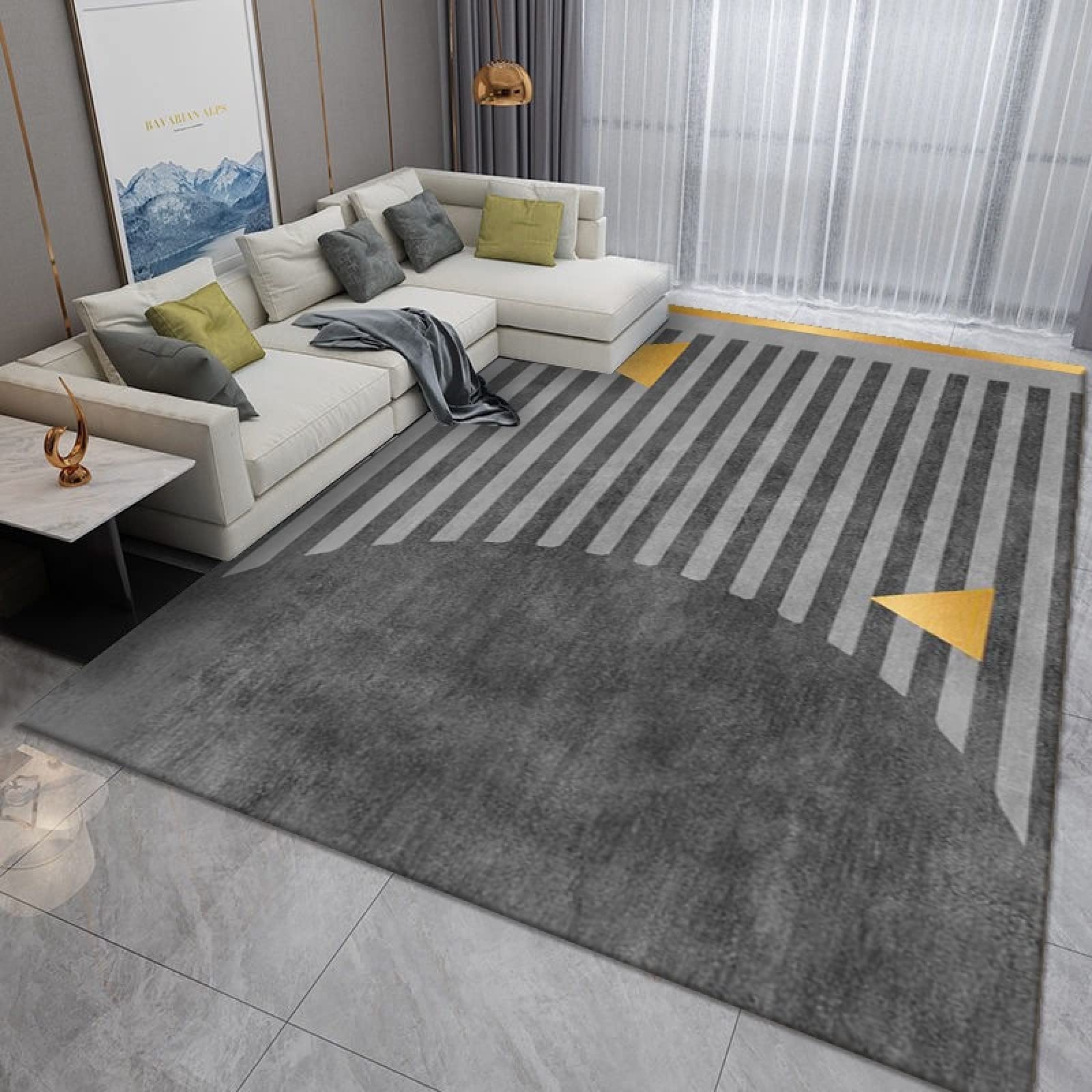 Paillasson extérieur intérieur lavable en polyester géométrique 100x120