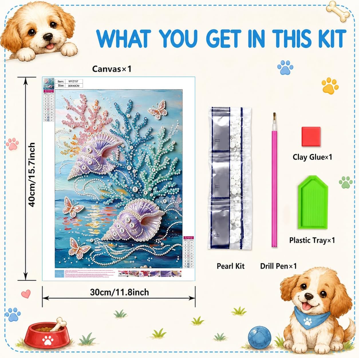 YarnWhimsy Ocean Pearl Art Kits for Adults 12x16 inch, Pearl Diamond Art