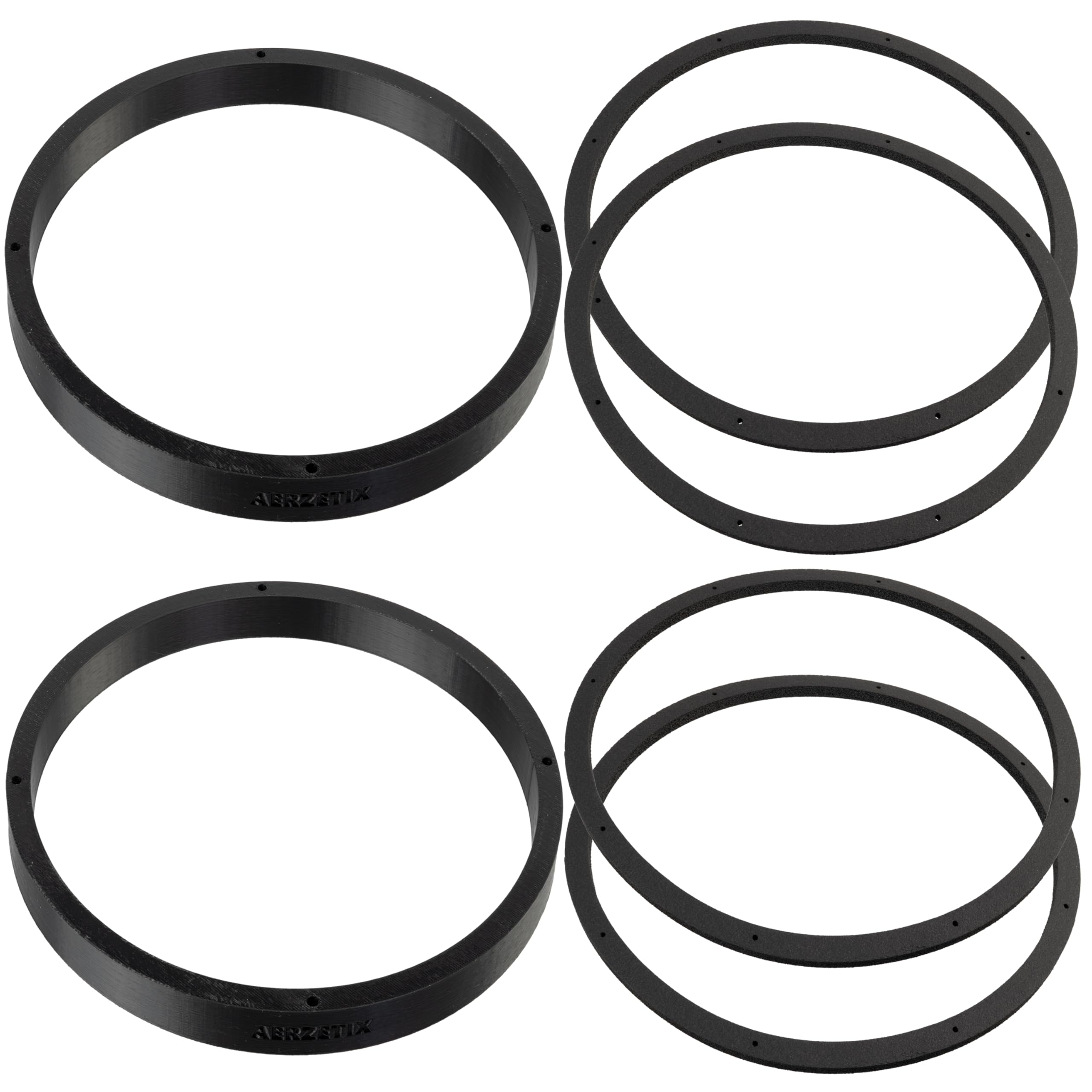 Aerzetix - Set di 2 anelli/distanziatori/boccole distanziatrici per altoparlanti Ø200x18 mm in plastica ABS + 4 guarnizioni di tenuta