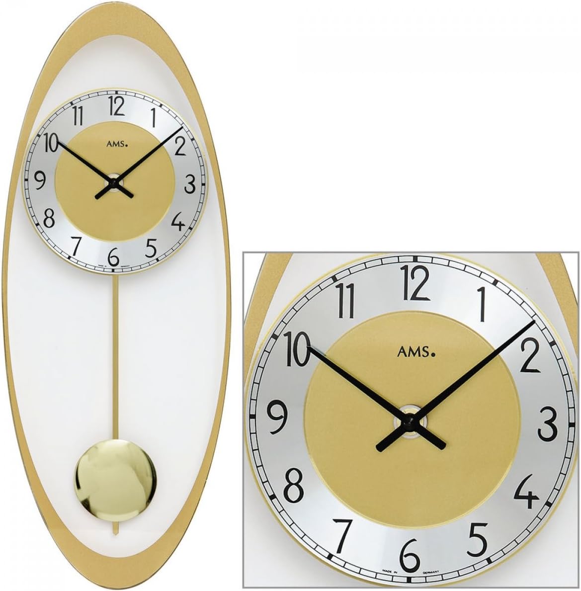 AMS Uhrenfabrik Clock, Silver, 50 x 3 x 351 cm