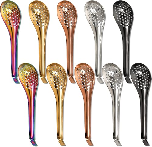 Miniatura 6 de DEAYOU 10 cucharas ranuradas para servir, cuchara perforada de acero inoxidable 1810, cuchara de esferificación de 6.5 pulgadas, cucharas pequeñas