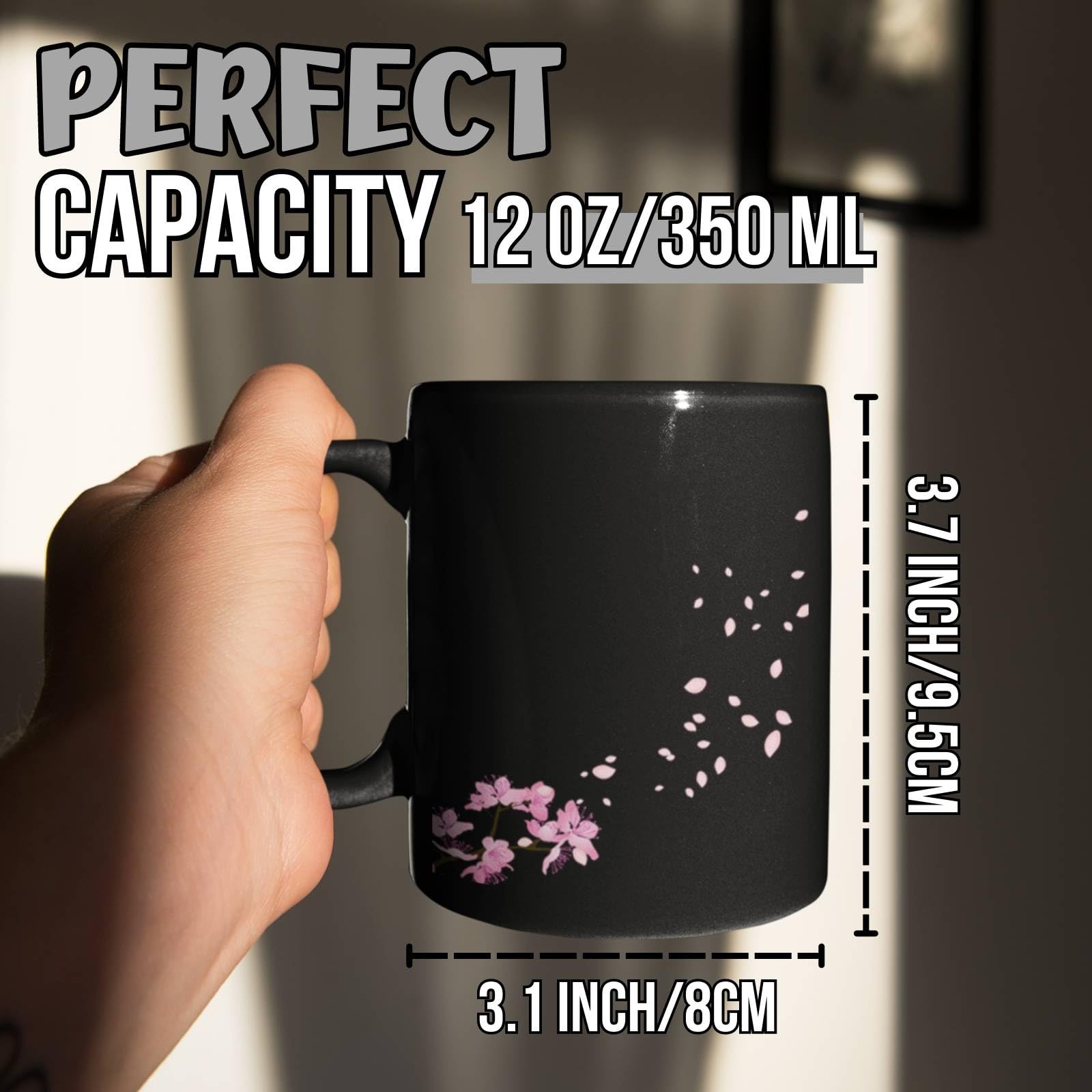Onebttl Japanese Gifts Coffee Mug for Women Men, Cute 12oz Heat Sensitive Magic Coffee Mug for Friends, Girlfriends, Boyfriends, Japanese Friends for Christmas, Birthday