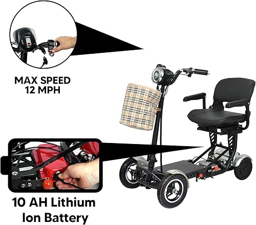 Miniatura 10 de MS-3000 Scooter eléctrico para adultos, scooters plegables para personas mayores, scooter de movilidad de 4 ruedas con silla, scooter eléctrico