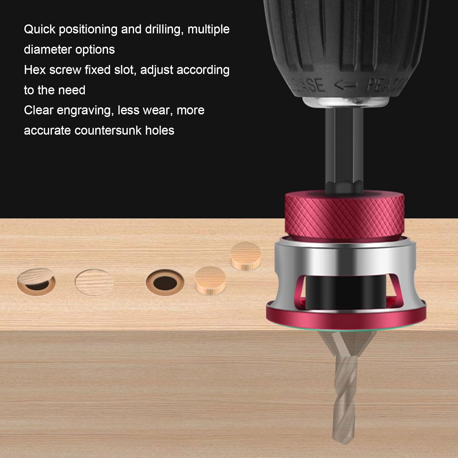 Countersink Drill Bit Set with Adjustable Depth Stop and L Shape Wrench, Drill Bit Depth Stop with Four Blades Countersink Bits