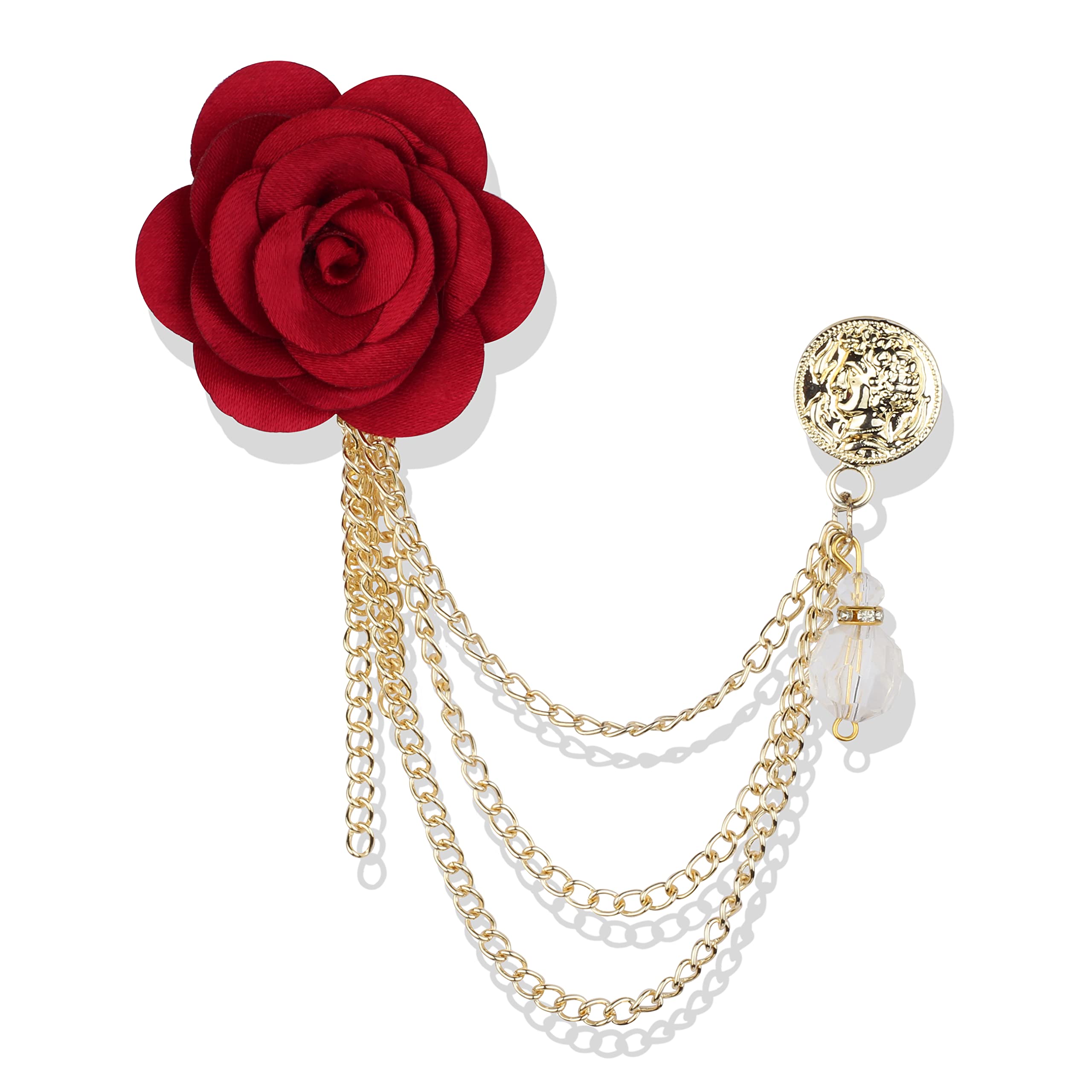 Panjatan Maroon Fabric Rose with Floral Gold Chain Brooch (B07LDV2M39) Amazon Price History, Amazon Price Tracker