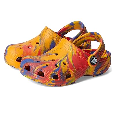 Crocs Kids Classic Marbled Tie Dye Clogs (Toddler) Kids Shoes Orange Zing/Multi