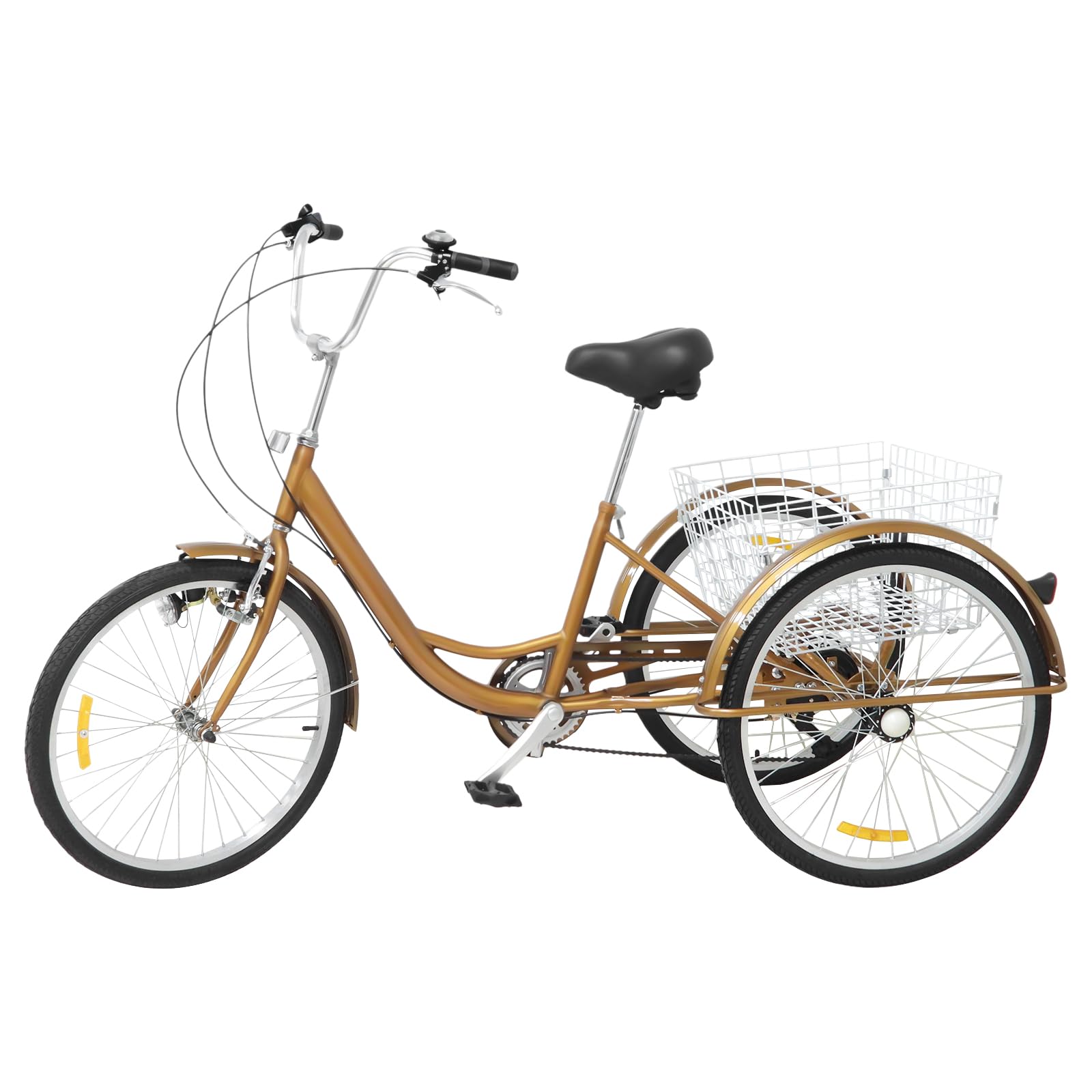 Kanbihao 24 Inch Driewieler Voor Volwassenen – 6 Versnellingen, Licht, Mand, Geschikt Voor 160-180 Cm