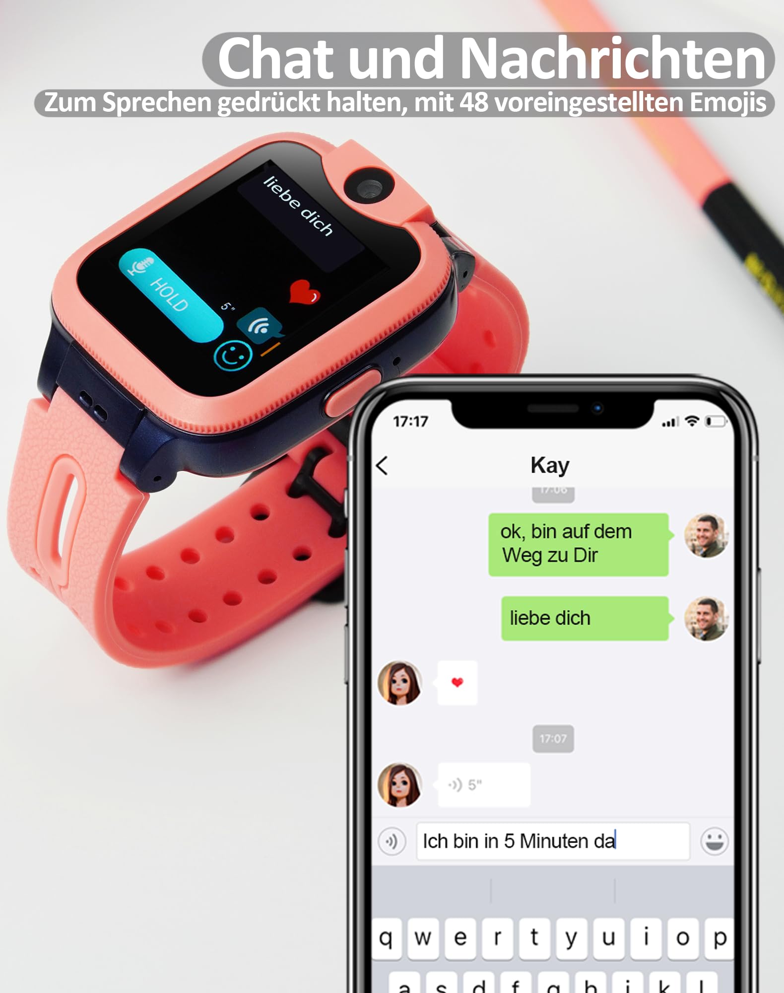 Easyfone Trackino KW2 Smartwatch für Kinder, Telefonuhr 4G mit Telefonanruf, Nachrichten, Eltern-App, SOS-Funktion, Kinder-GPS-Uhr mit Echtzeit-Ortung und Wasserdichtigkeit IP68
