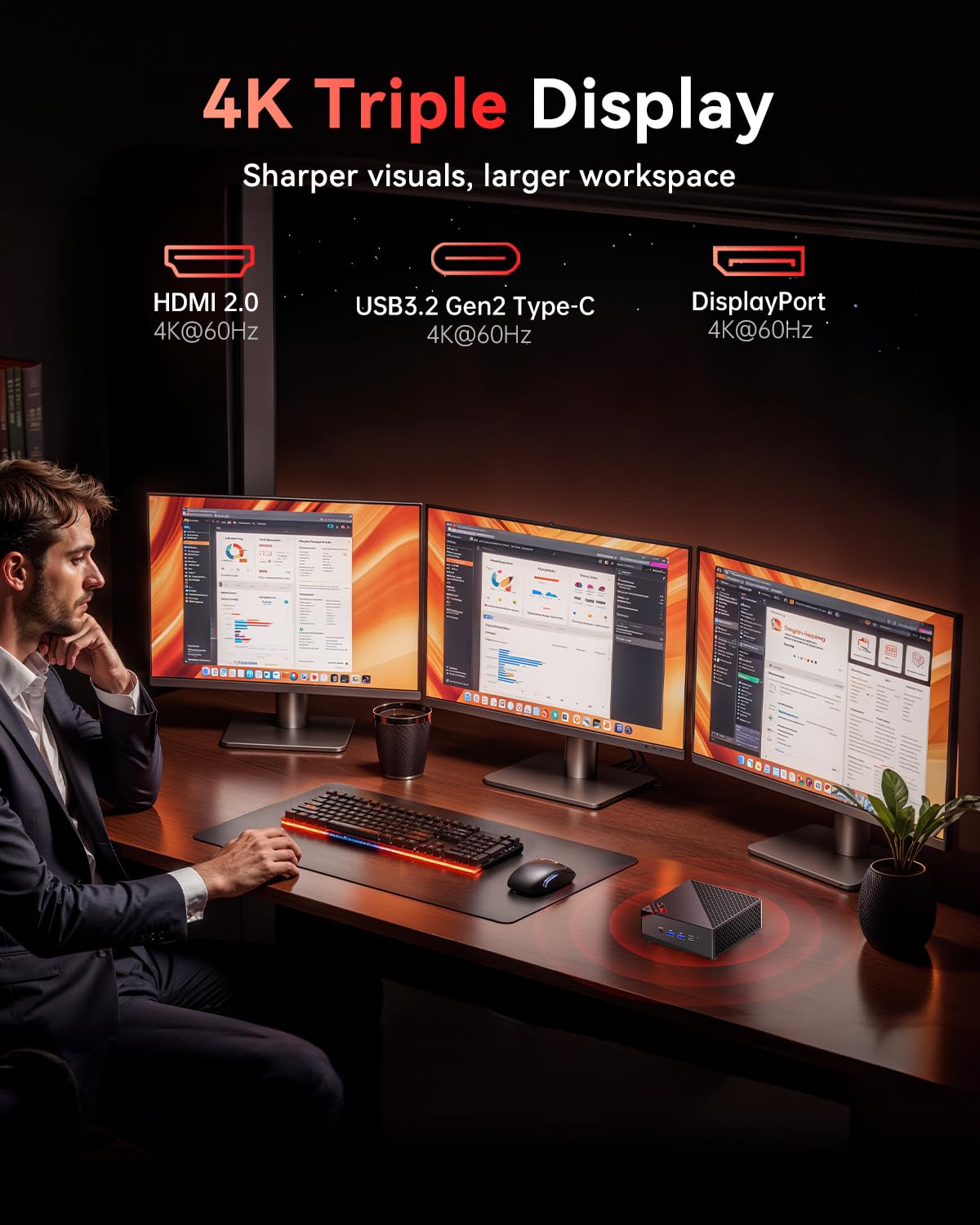 NiPoGi AM06PRO Mini PC,АMD Ryzen 7 7730U,WIN-11 Pro,16GB DDR4,512GB SSD | (Supera 7430U,hasta 4,5 GHz),Mini Ordenador para Oficina//Negocios,4K Triple Display DP+HDMI+Type-C,WiFi 6/BT5.2/Dual LAN