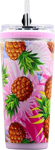 Miniatura 7 de Ice Shaker - Vaso de 26 onzas botella de agua aislada con popote botella de agua de acero inoxidable como se ve en Shark Tank botella de agua con