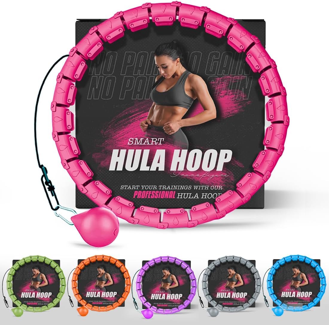 Fitness Hula Hoops, Weighted Hula Hoop for Adults 360 Degree Auto-Spinning Ball Massage, Infinity Hoop, Weight Loss Exercise Equipment for Home Use (Pink)-image-32