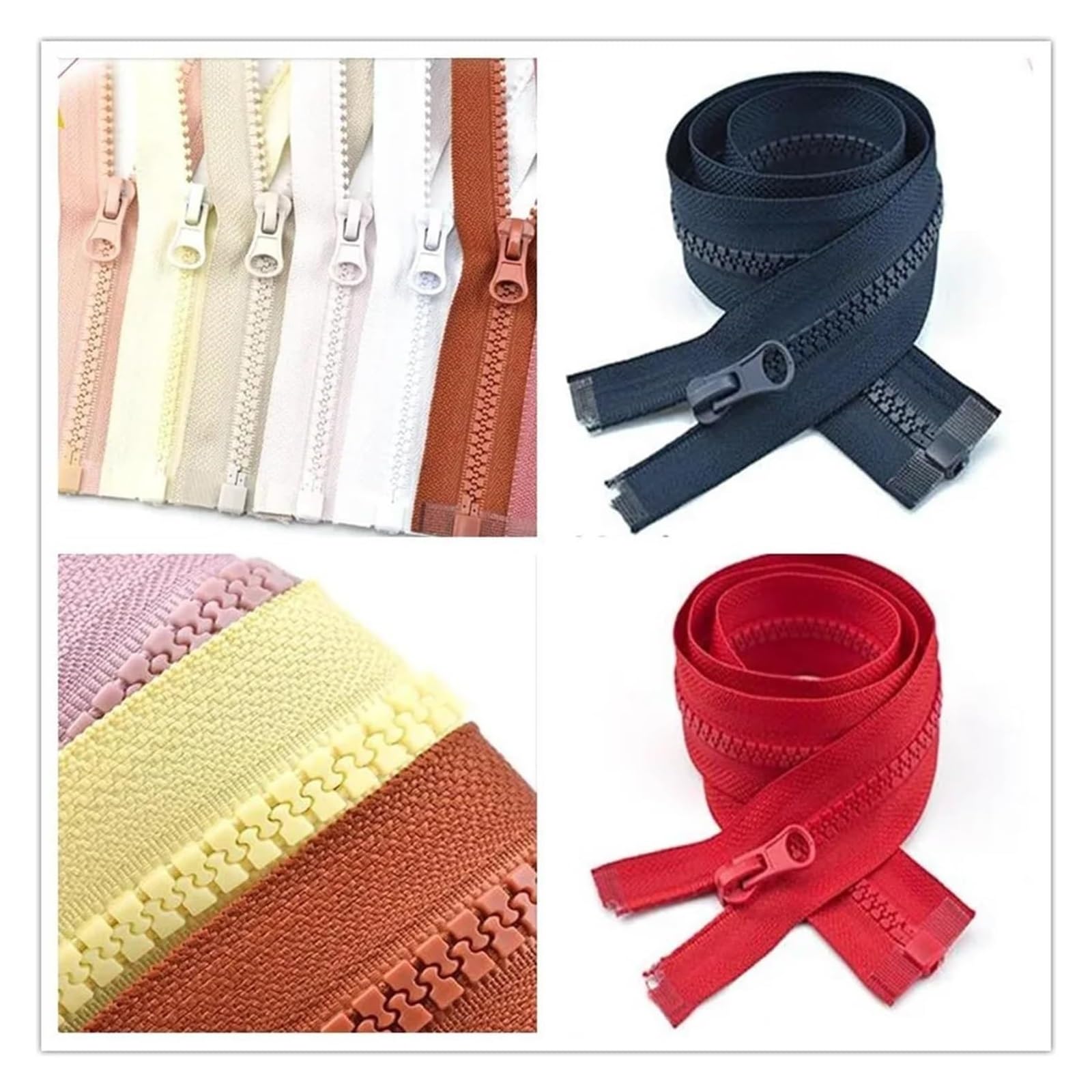 Cremalleras de Metal, Cremalleras, Cremallera Resina con Bloqueo automático Extremo Abierto 5# for Coser Chaquetas, Abrigos, Dientes Rojos, for Accesorios Prendas Bricolaje(Rojo)(Grey Blue)