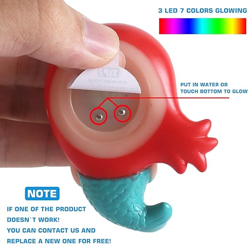 Miniatura 5 de Juguete de baño sin agujeros, paquete de 12 animales iluminados, juguetes de bañera de color intermitente para niños pequeños, piscina, fiesta,