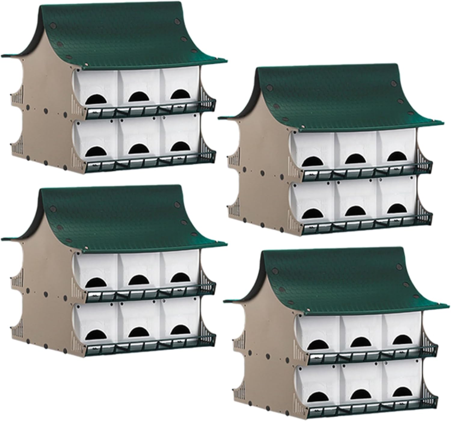 Bulk Buy of 4 S&K Purple Martin Houses, White and Green, PBH-12