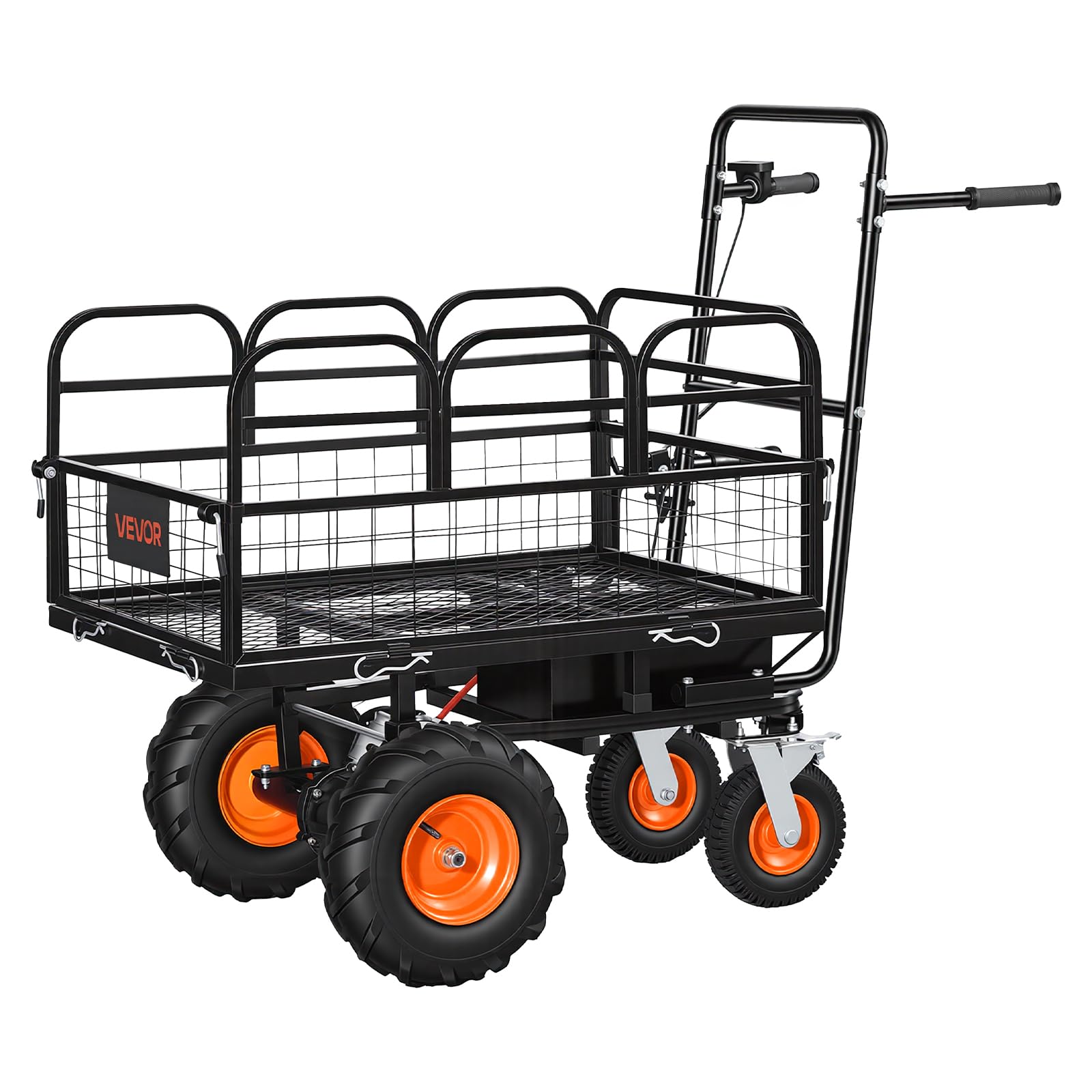 VEVOR Elektro Gartenwagen, 36V 432Wh Akku-Betriebener Elektrowagen, 500W Schubkarre mit 90°-Kippfunktion & Bremse, 300 kg Tragkraft, Robuster Stahl-Gartenwagen für Landwirtschaft & Hof