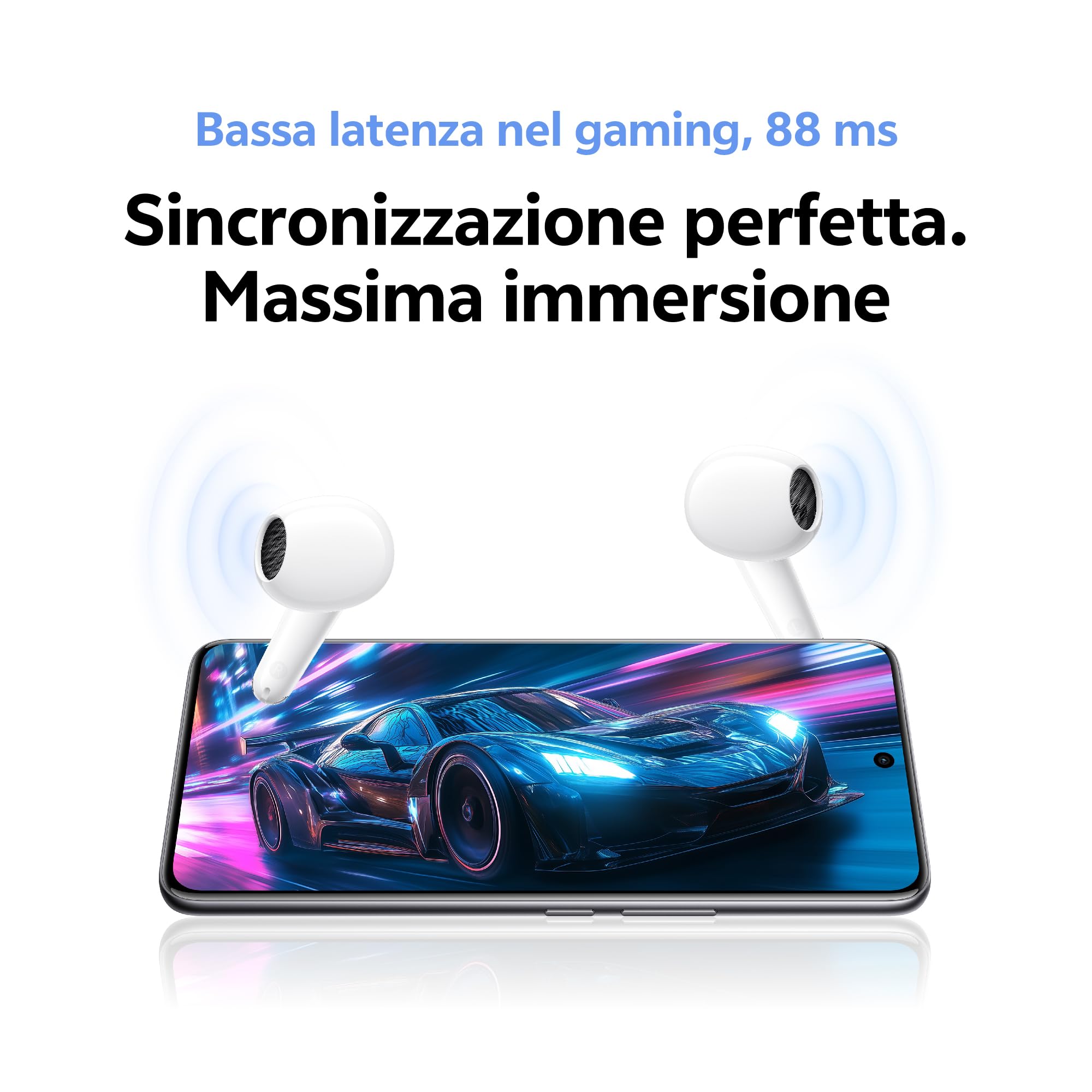 vivo Buds Air3, Auricolari Wireless, fino a 50 Ore di Batteria, Leggerezza 3,6g, Bassa Latenza nel Gaming (88 ms), Doppia Connessione a più Dispositivi, Riduzione del Rumore nelle Chiamate con AI