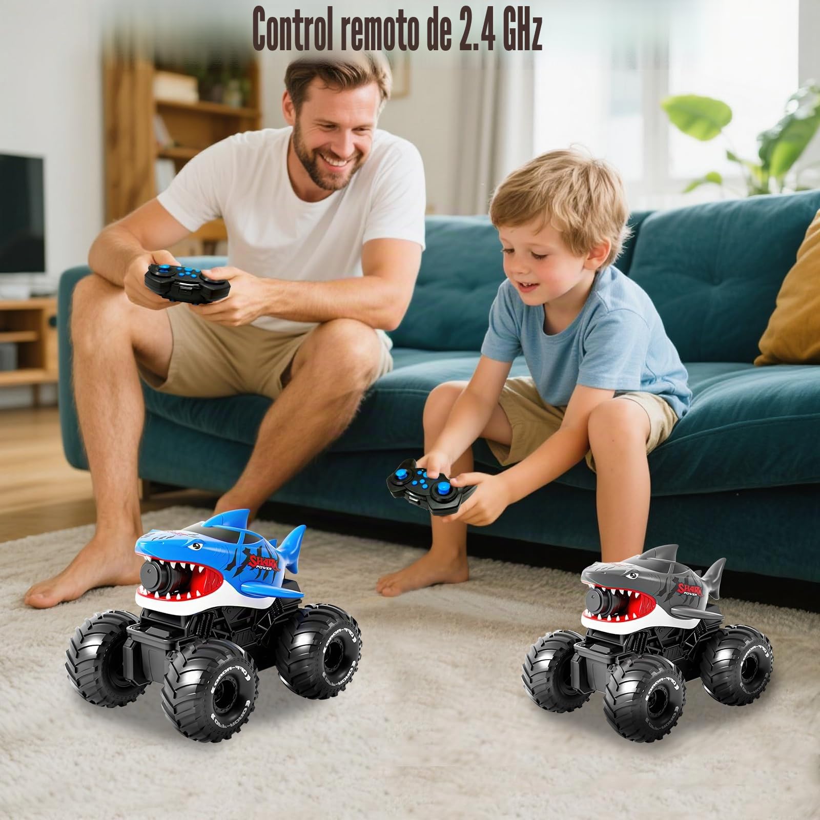 Coche Teledirigido Anfibio, 4WD 360 ° Rotación 2.4GHz RC Coche Radiocontrol con Agua Aerosol, Coche Teledirigido de Control Remoto Recargable Juguete Niños de Niños 6-12 Años