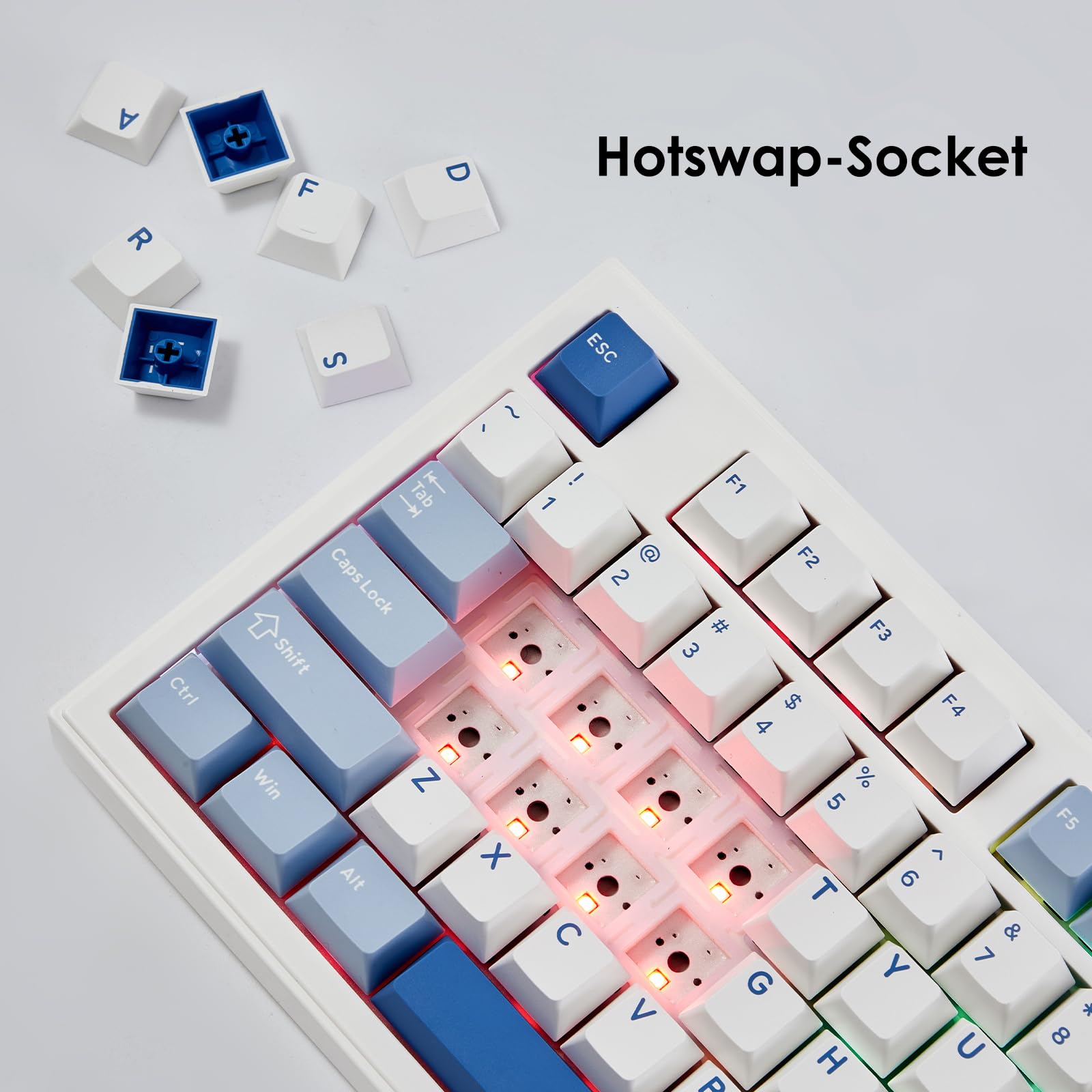Akko 5098B Tastiera da gioco wireless con schermo, tastiera meccanica sostituibile a caldo con rotella di scorrimento, tastierino numerico, tastiera con guarnizione RGB, interruttore pre-lubrificato